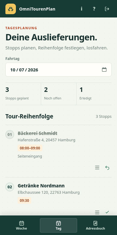 Tagesansicht auf dem Handy